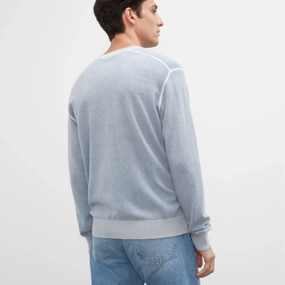 Club Monaco Mens Long Sleeve 100% Cashmere Pullover Sweater Sz S Heathered Blue - Picture 3 of 10